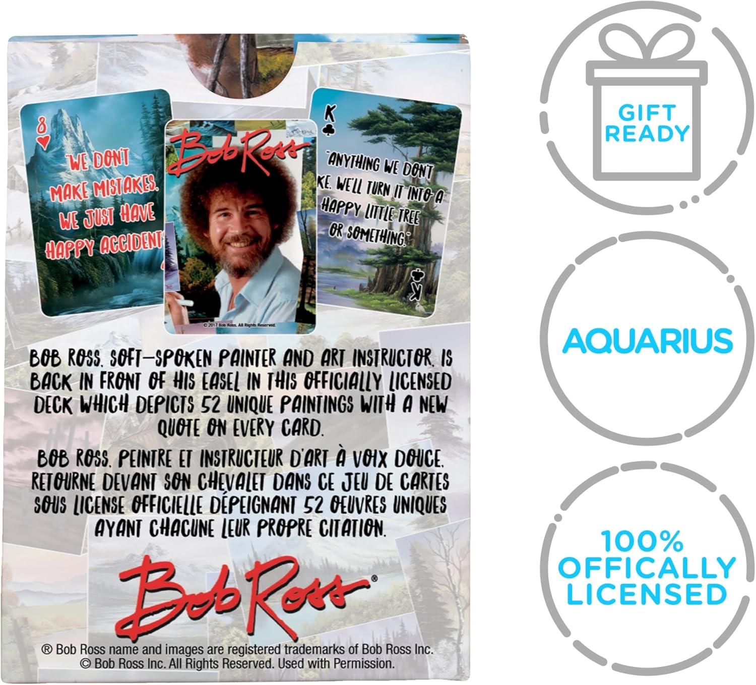 AQUARIUS Bob Ross Quotes Multi Image Playing Cards Deck,Multicolor,3"