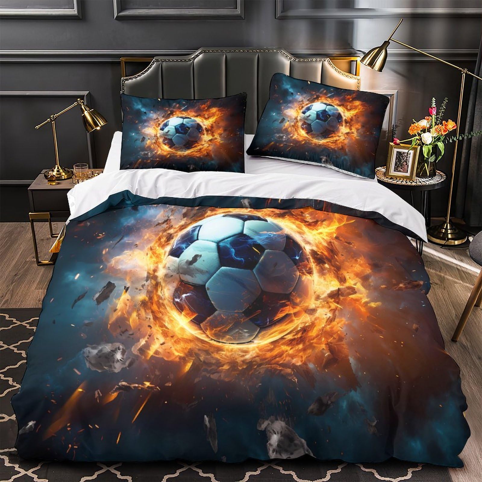 Housse de couette ballon de foot 3D pour relooker la chambre enfant
