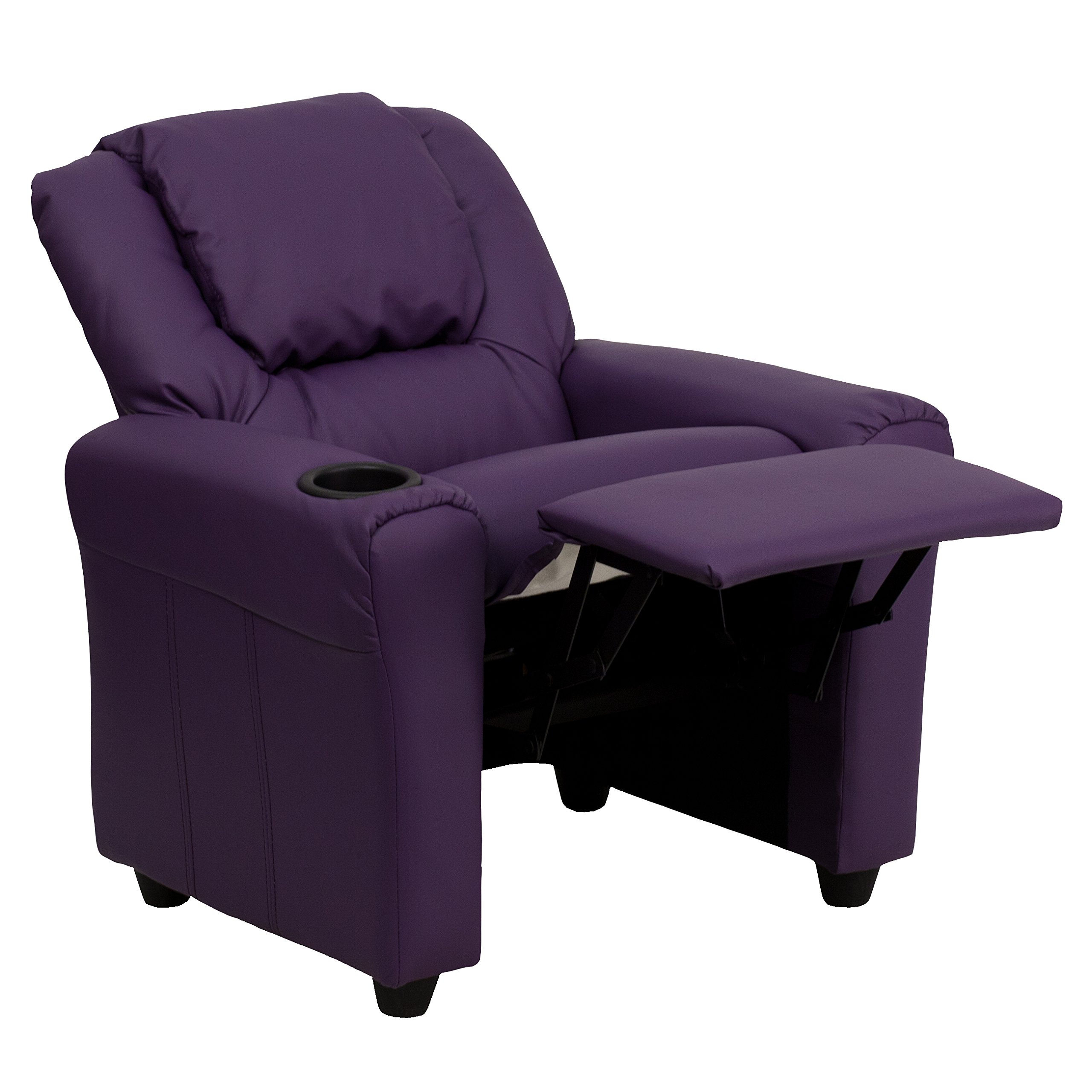 Flash Furniture contemporáneo Beige Vinilo niños reclinable con portavasos y reposacabezas
