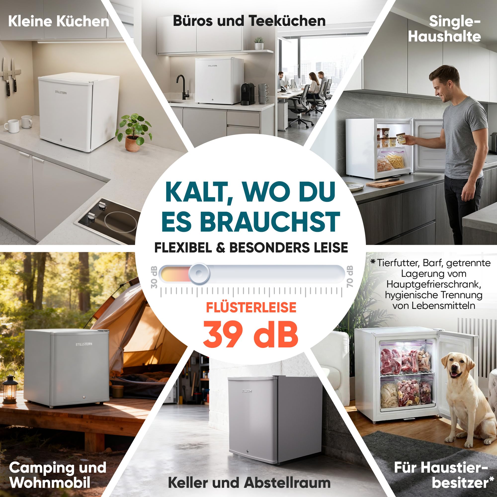 Stillstern Mini Gefrierschrank klein & leise 31L, Tiefkühltruhe mini Freezer -18°C mit Eiswürfelschale & Schloss, Türanschlag r./l., 4-Sterne Tiefkühlschrank klein Gefrierschränke Camping/Büro Weiß