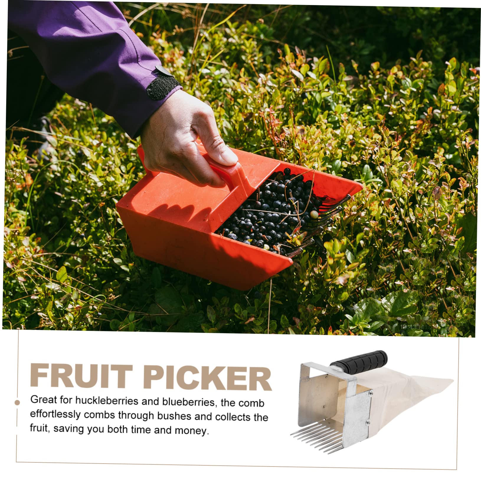 Hemobllo Rastrello Raccolta Mirtilli Leggero Con Manico Ergonomico Attrezzo Portatile Per Frutti Piccoli Senza Danni Utile Per Frutteti e Giardinaggio