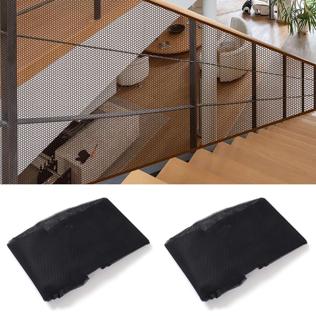 CHENGBAO 2 Piezas Barandales para Escaleras,Red de Seguridad para Escaleras de Bebé,3 m x 80 cm,Red para Interiores y Exteriores, Patios, Barandilla y Escaleras,Balcones, Mascotas