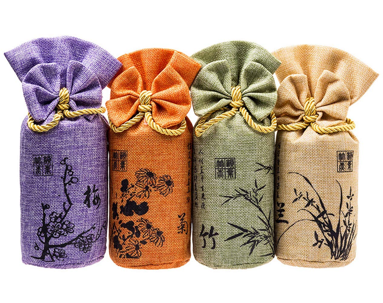 Dawwoti Carbón De Bambú Purificadores De Aire, Bolsas De Carbón Activado Absorbedor De Olores Refrescantes del Absorbedor De Humedad para El Hogar, Coches, Etc (Paquete De 4, 250 G Cada Una)