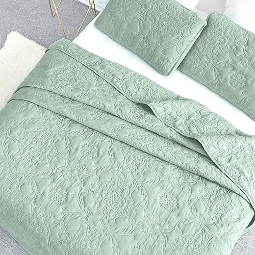 Sophia and William - Juego de edredón de 3 piezas tamaño King con 1 edredón y 2 fundas de almohada, juego de colcha reversible de microfibra,