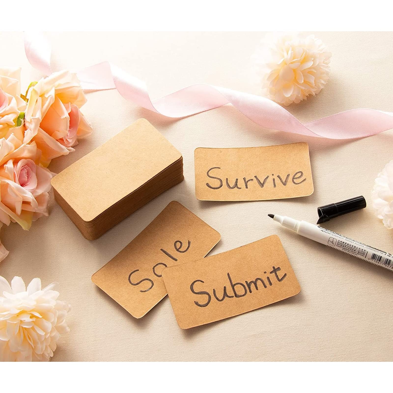 Juvale 250-Pack Blank Index Cards, 2x3.5 in Flashcards for Studying, Small Kraft Paper Cardstock for Making Business Cards, Playing Cards, Gift Tags, Crafts, Bulk Pack, Brown - Image 3