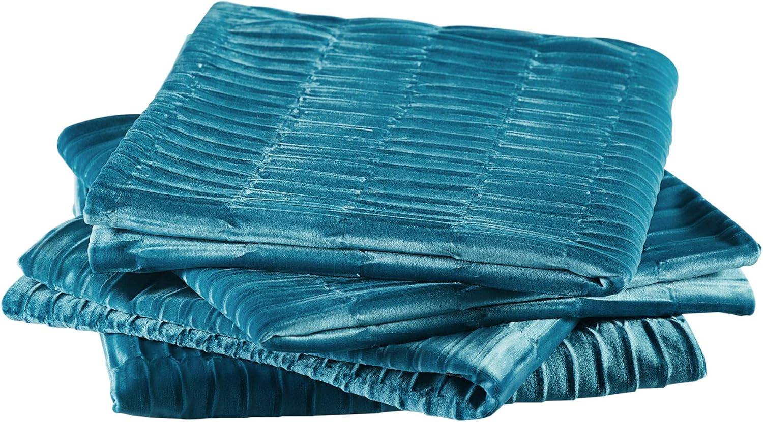 Home Soft Things Pleated Velvet Pillow Covers Set of 4, 20'' x 20'', Storm Blue, Soft Accent Comfy Throw Pillow Covers Square Decorative Pillow Covers