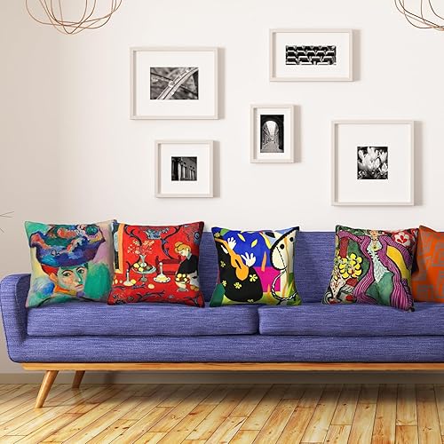 Miniatura 5 de HOSTECCO Juego de 4 fundas de almohada artísticas de 18 x 18 pulgadas, fundas de almohada decorativas de Henri Matisse con diseño de Harmony in Red