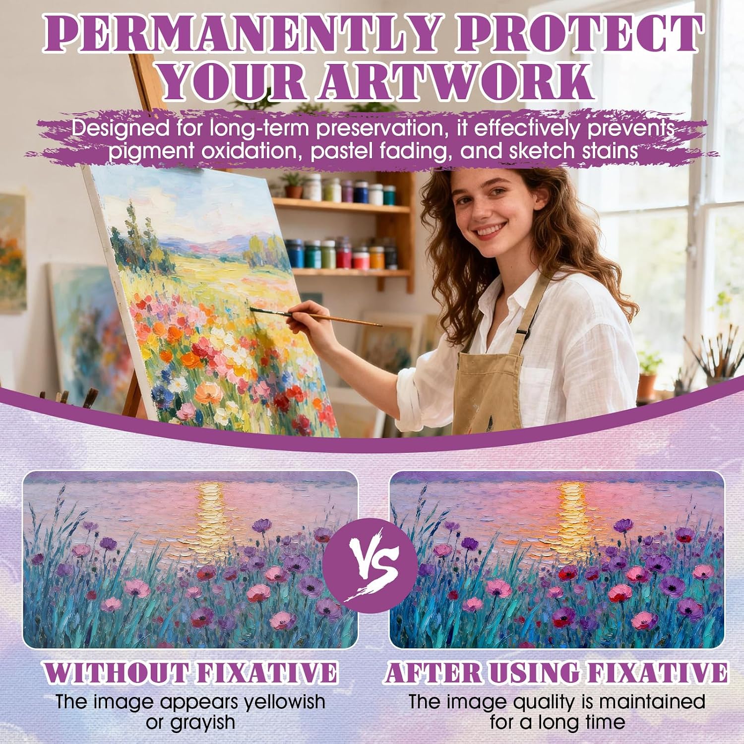Fixative Spray, Color Fixing, Invisible Long Lasting Protection