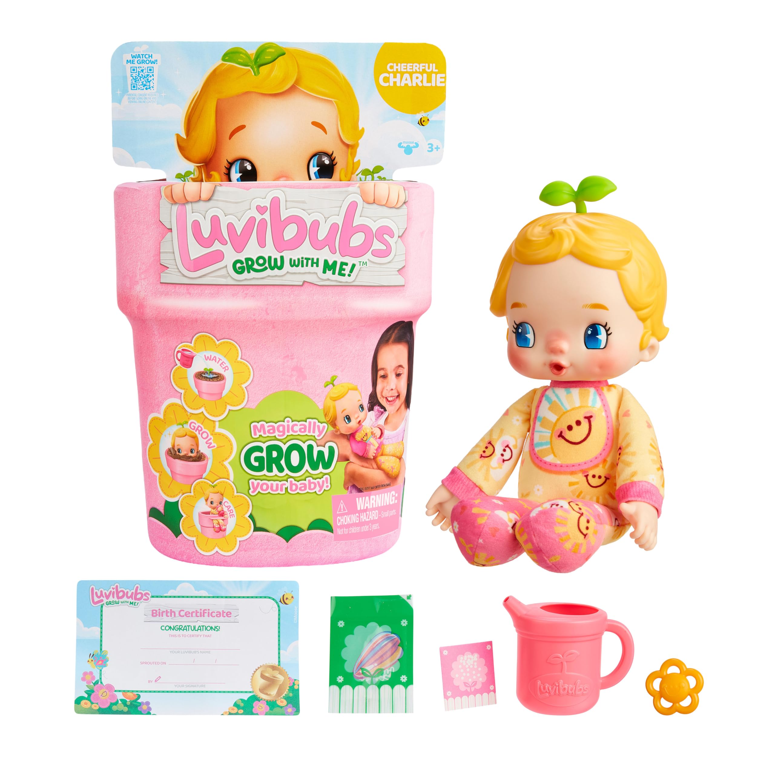 Luvibubs Cheerful Charlie Baby Doll, Water to Sprout & Grow
