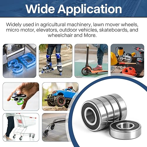 Miniatura 19 de Donepart Rodamientos de 1/2 pulgada, 1/2 x 1-1/8 x 5/16 pulgadas, rodamientos de rodillos sellados de goma doble R8-2RS, precisión ABEC3 para motor