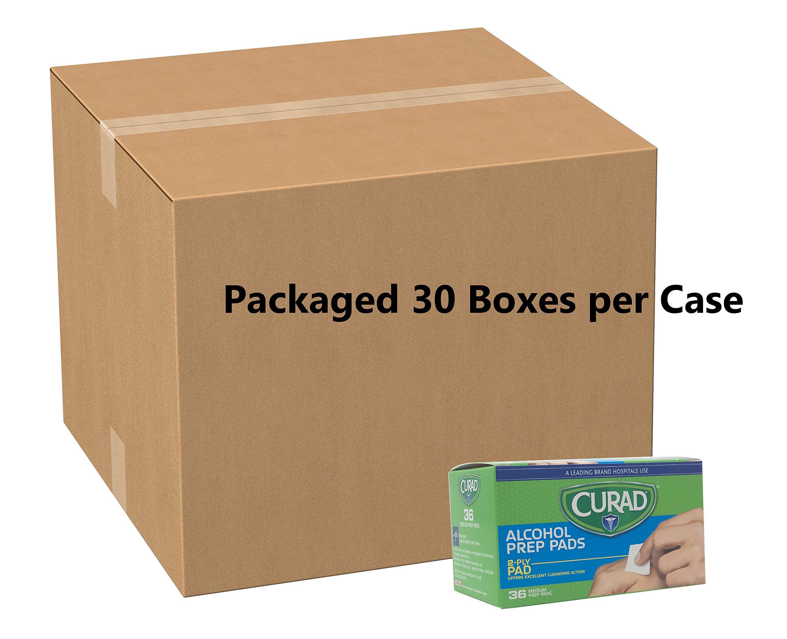 Curad estéril 2 capas Alcohol toallitas de Prep Pads, tamaño mediano (caso de 1080)