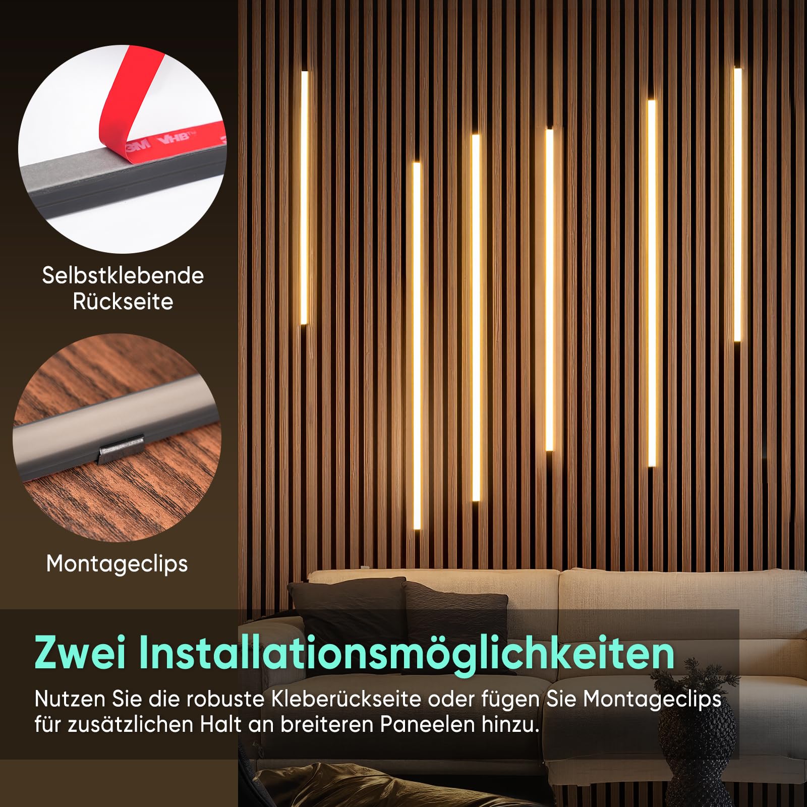 GZBtech Striscia LED per pannelli acustici con telecomando, 3 m x 2P, flessibile, tagliabile, 3000 K, bianco caldo, dimmerabile, IP67, impermeabile, autoadesiva, per pannelli acustici, scaffali