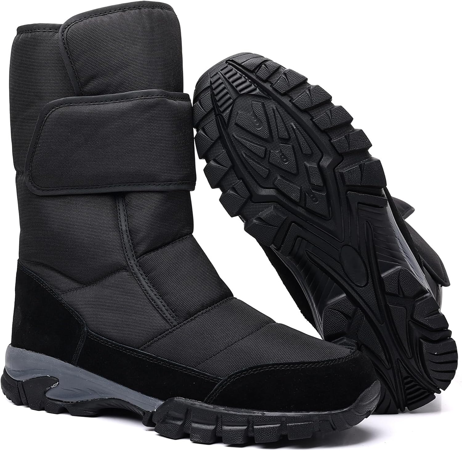 DADAWEN Men's Snow Boots Anti-Slip Waterproof Outdoor Shoes Warm Fur Lined Mid-Calf Winter Snow Boots