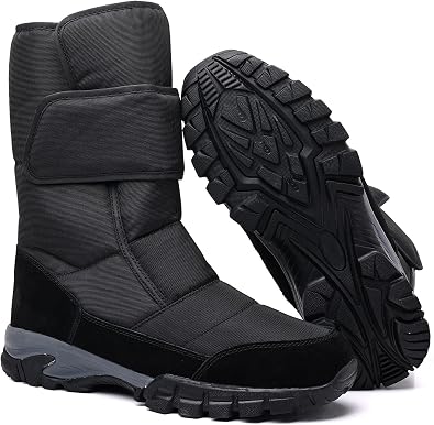 DADAWEN Mens Snow Boots Anti-Slip Waterproof Outdoor Shoes Warm Fur Lined Mid-Calf Winter Snow Boots