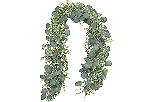 CEWOR 2 Pack 5.5ft Artificial Eucalyptus Garland: Bring Spring to Your Mantle