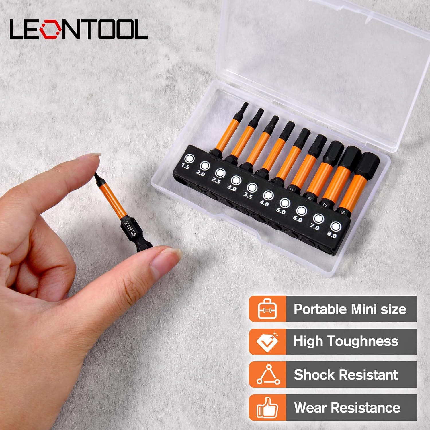 Impact Hex Head Allen Wrench Drill Bit Set, 10 Pcs Metric(1.5mm-8mm) Magnetic Allen Key Drill Bit Sets, 1/4" Hex-Shank S2 Steel 2" Long Hexagon Bits Set for DIY Furniture Assembly Car Repairs