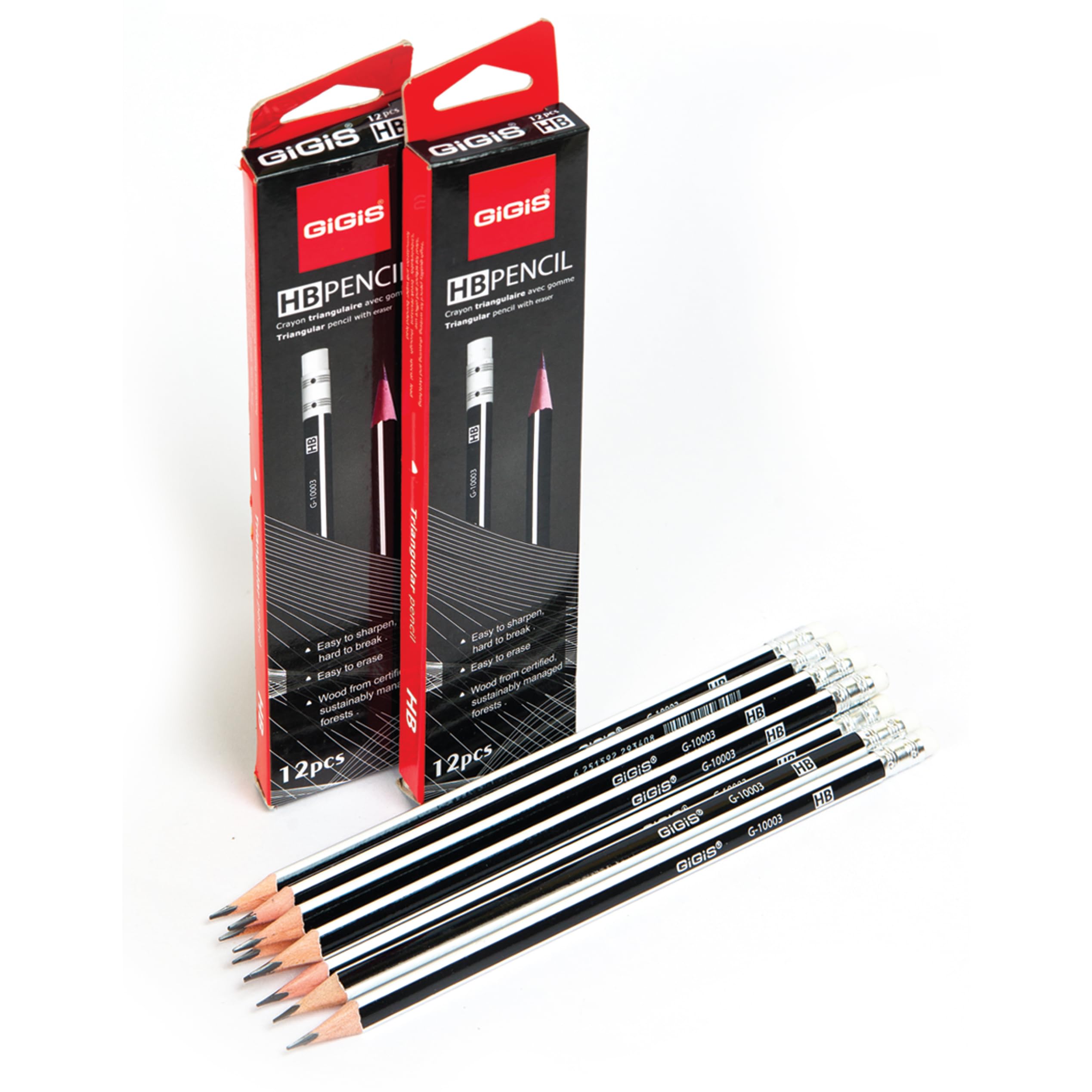 GiGiS G-10003 HB Triangular Pencil 12-Piece Set
