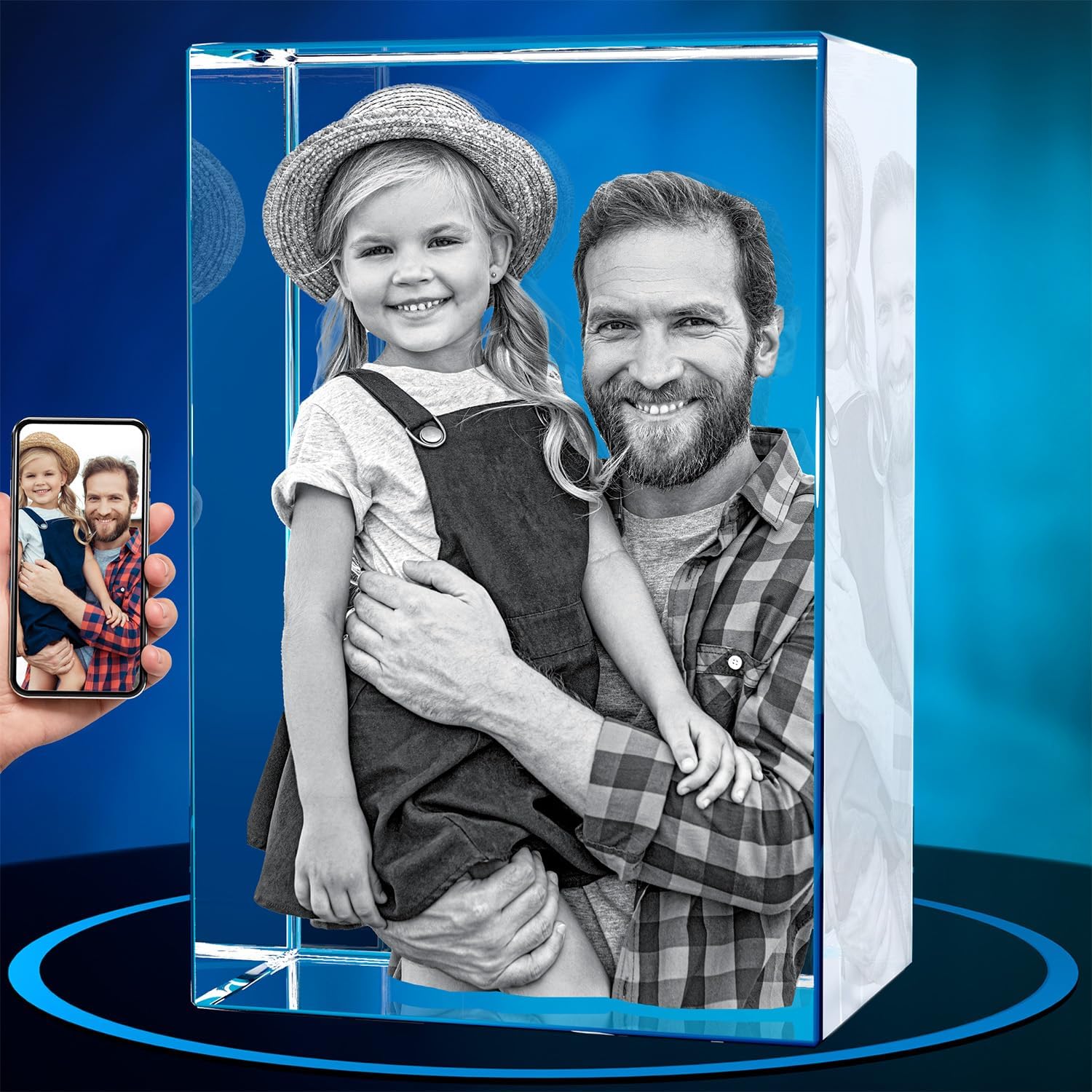 Crystal Photo, Personalized Mothers Day Gifts With Your Own Photo for Him, Her, Mom, Dad, 3D Laser Etched Picture, Engraved Crystal, Customized Memorial Anniversary Couples Gifts