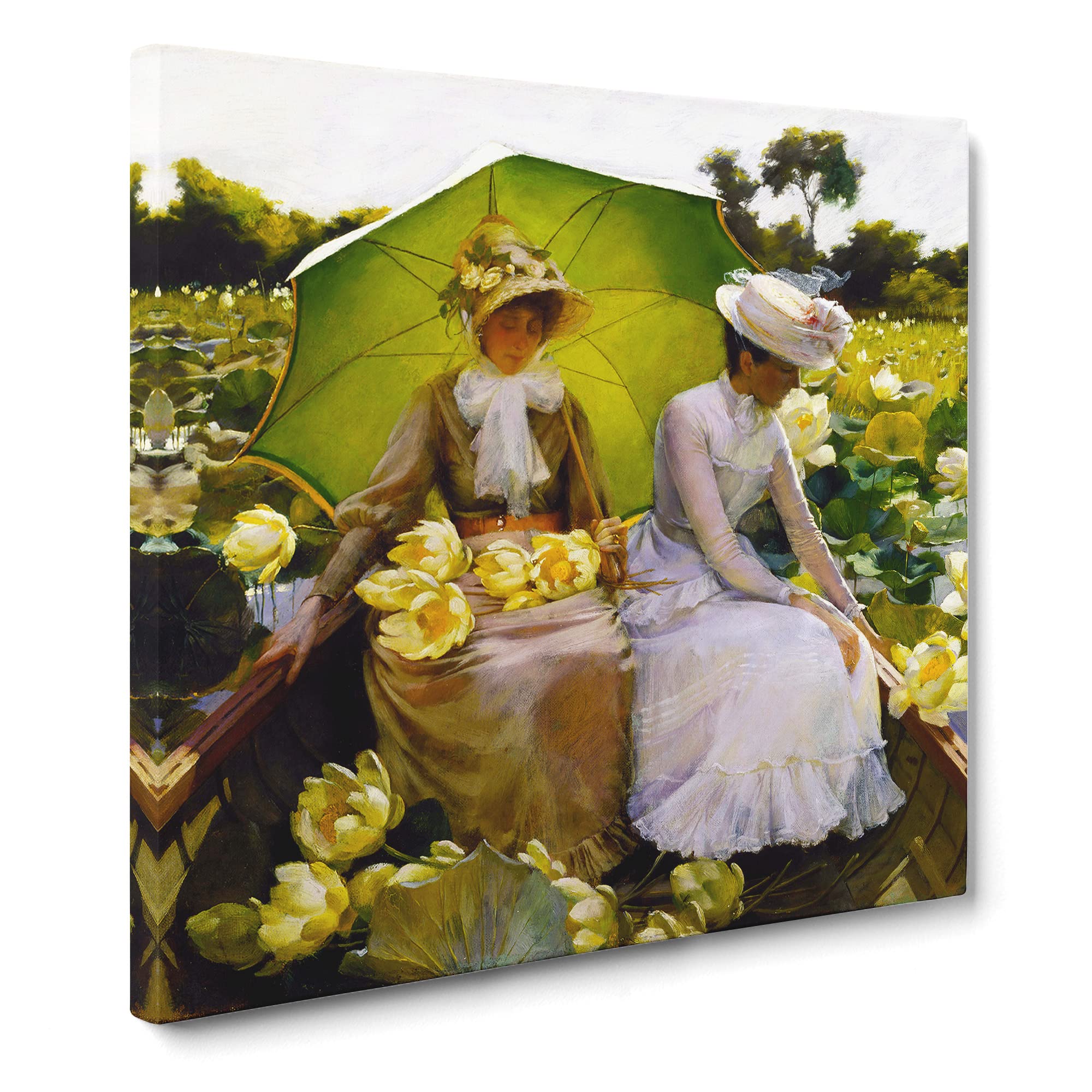 Lotus Lilies by Charles Curran Canvas Print, Mixed, 35L x 35W cm