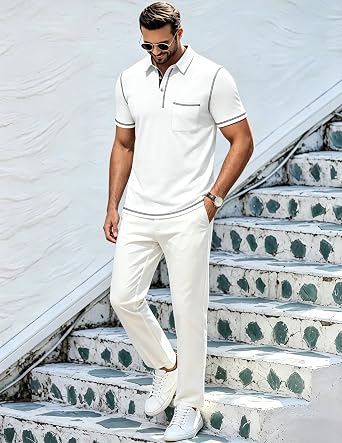 Mens Polo Shirts Short Sleeve Casual Summer Lightweight Cotton Golf Polo Shirts with Pocket