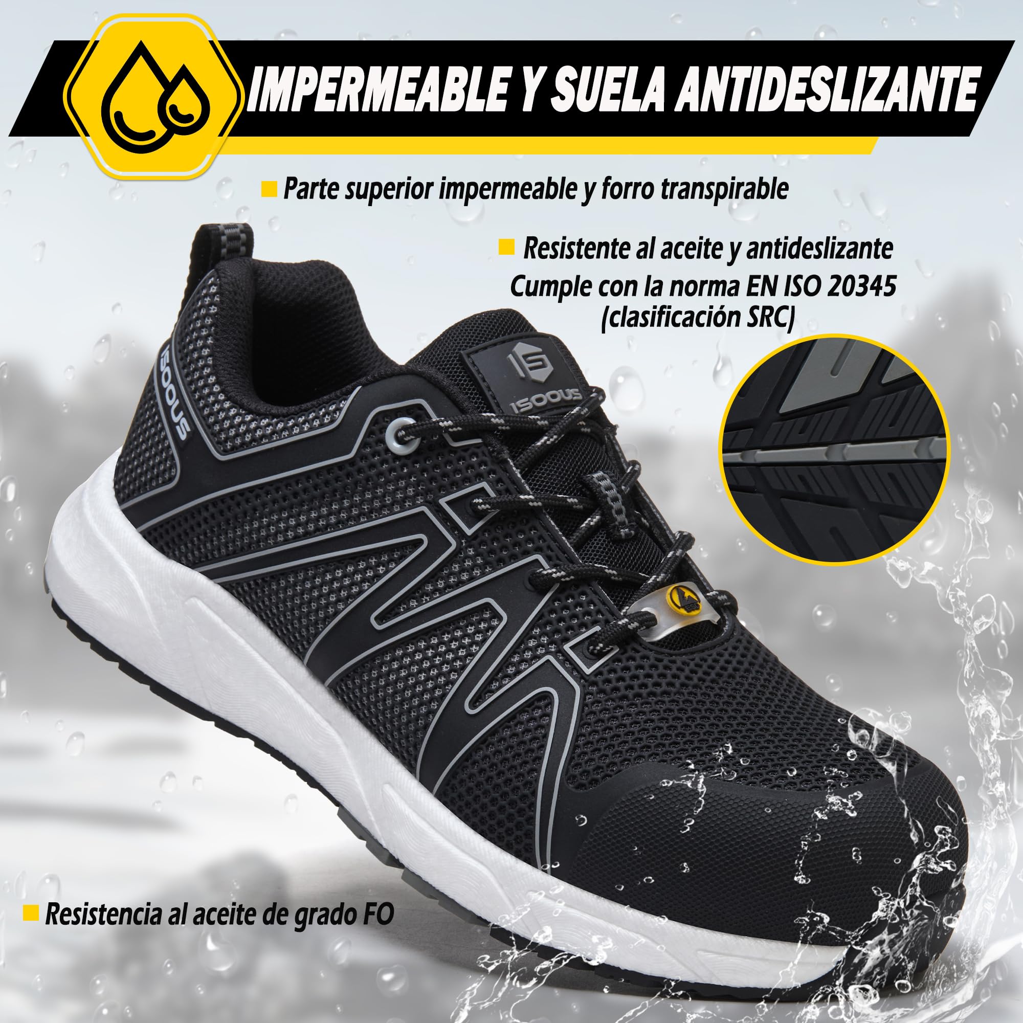 Zapatos de Seguridad para Hombre Mujer S3 SRC Calzado de Seguridad Impermeables ESD FO Zapatillas Trabajo 36-47 EU