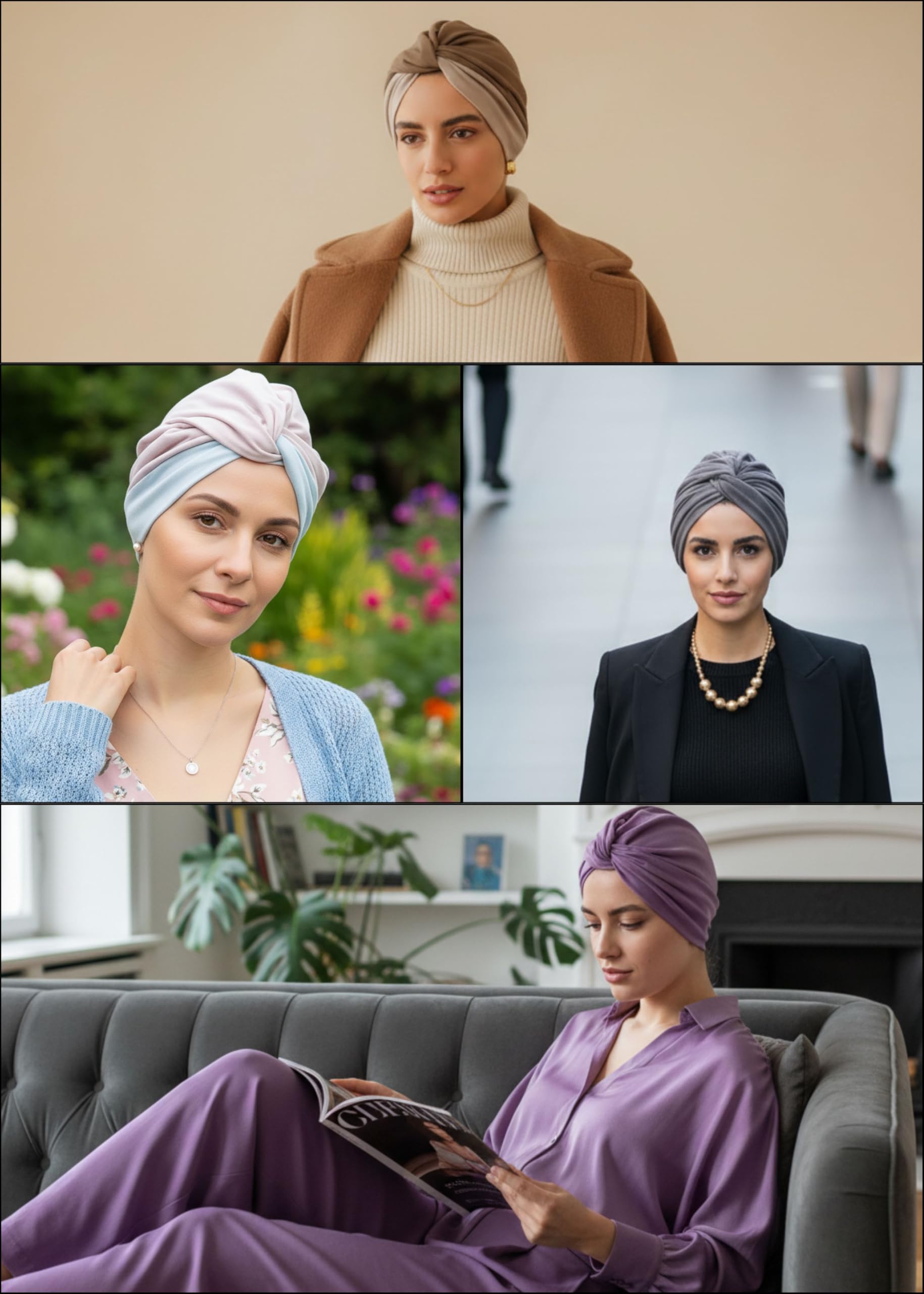 Deresina Headwear Turban Chimio Femme, Torsadée Bonnets en Bambou pour la Perte de Cheveux, Respirant Coiffe Couvre-Chef Complet, Chapeau Classique, Elegant et Confortable pour Dames