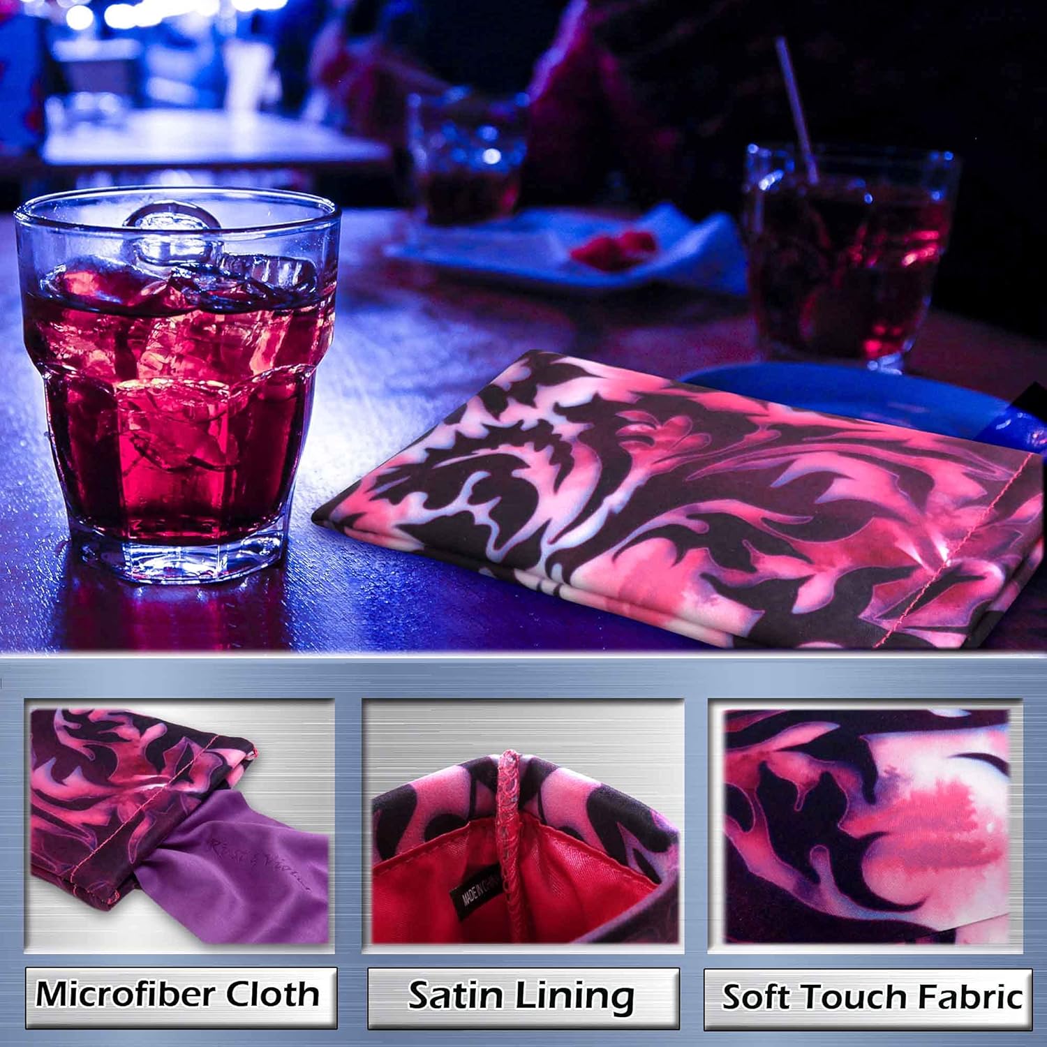 Soft Sunglasses case | Large Glasses Case Holder - Eyeglass Pouch Squeeze Top | Glasses pouch Lightweight Extra Layers - Image 3