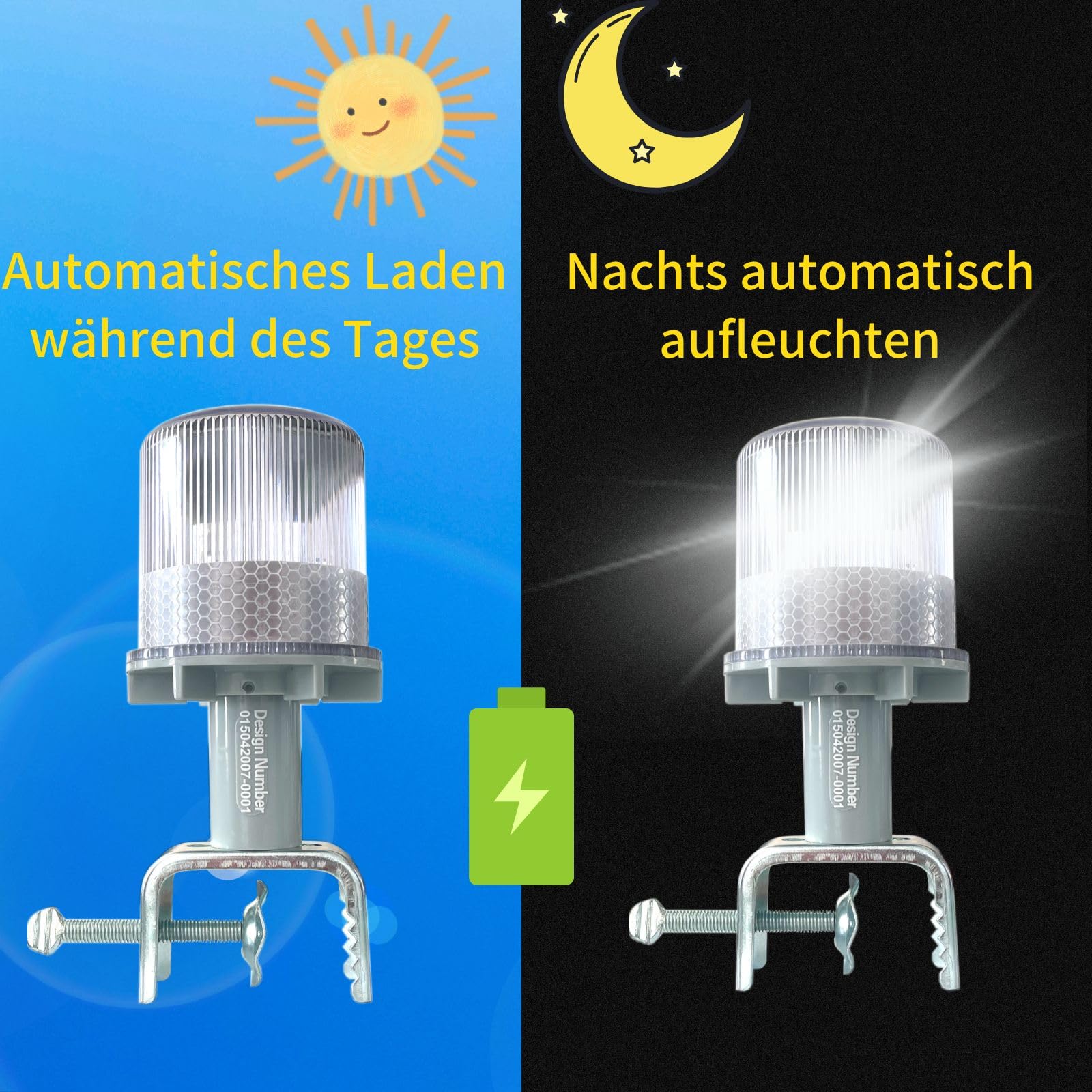 Cloud Fire Luce di navigazione solare per barche, luci di ancoraggio barca, 3 modalità di illuminazione, luci di segnalazione a 360° IP65, design impermeabile per navi a vela strada, allarme per
