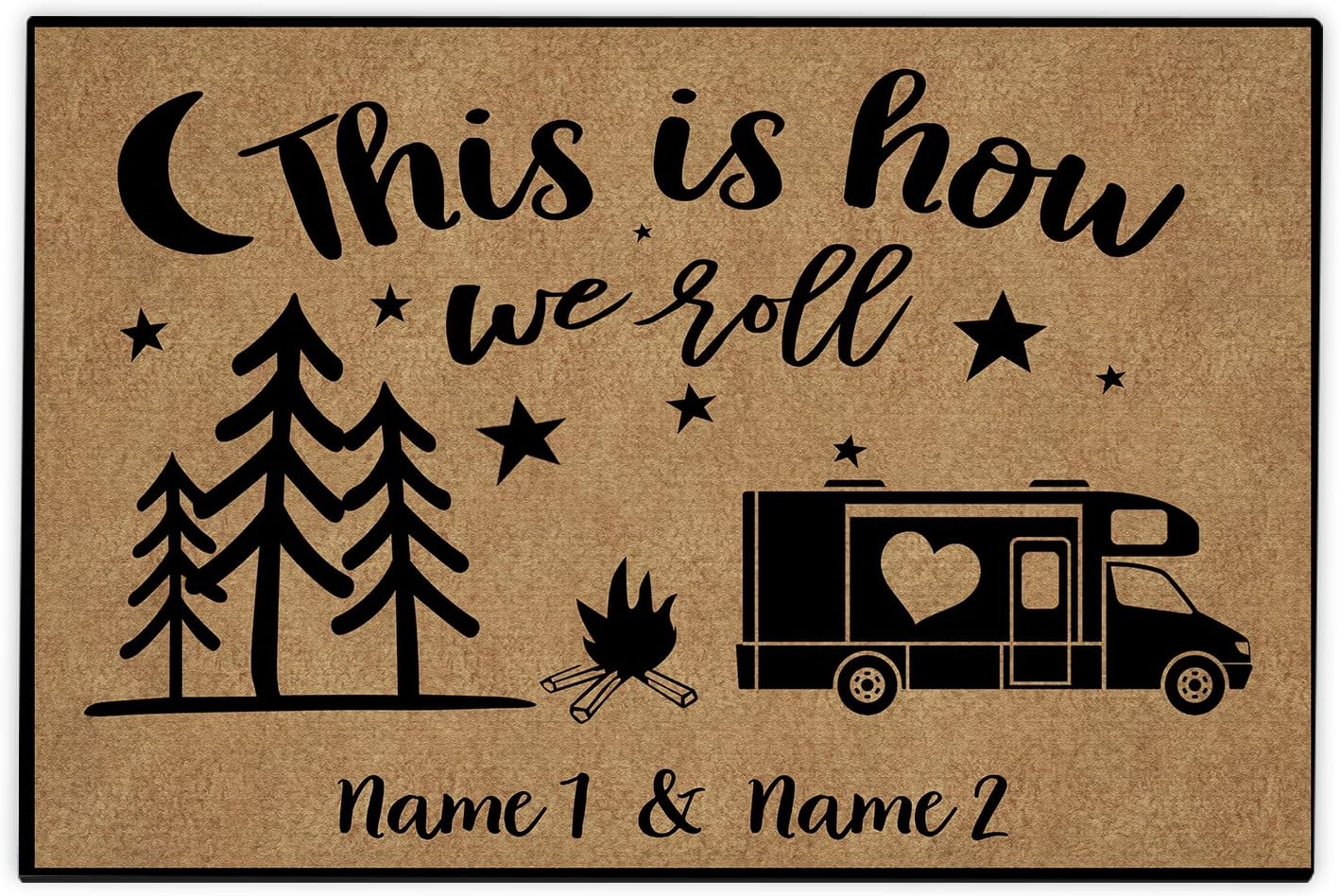Personalized Camping Doormat - This is How We Roll - Custom RV Camping Accessories for Travel - Funny Welcome Entry Trailver Rug Gift for Camper