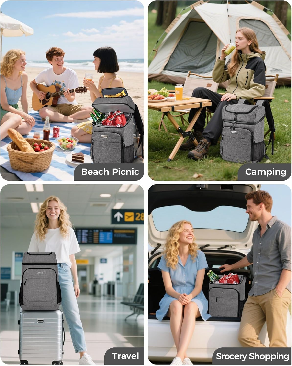 BAGLHER Lightweight Insulated Cooler Backpack - 30 Cans, Leak-Proof for Lunch, Picnic, Hiking, Camping Trips - Image 6