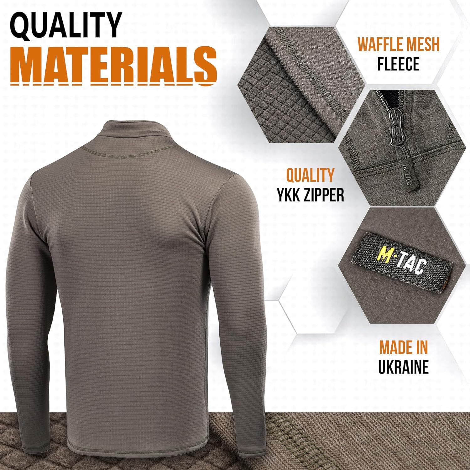 M-Tac Thermal Shirt for Men – Grid Fleece Lined Base Layer Compression Top for Cold Weather ECWCS Delta Level 2 - Image 3
