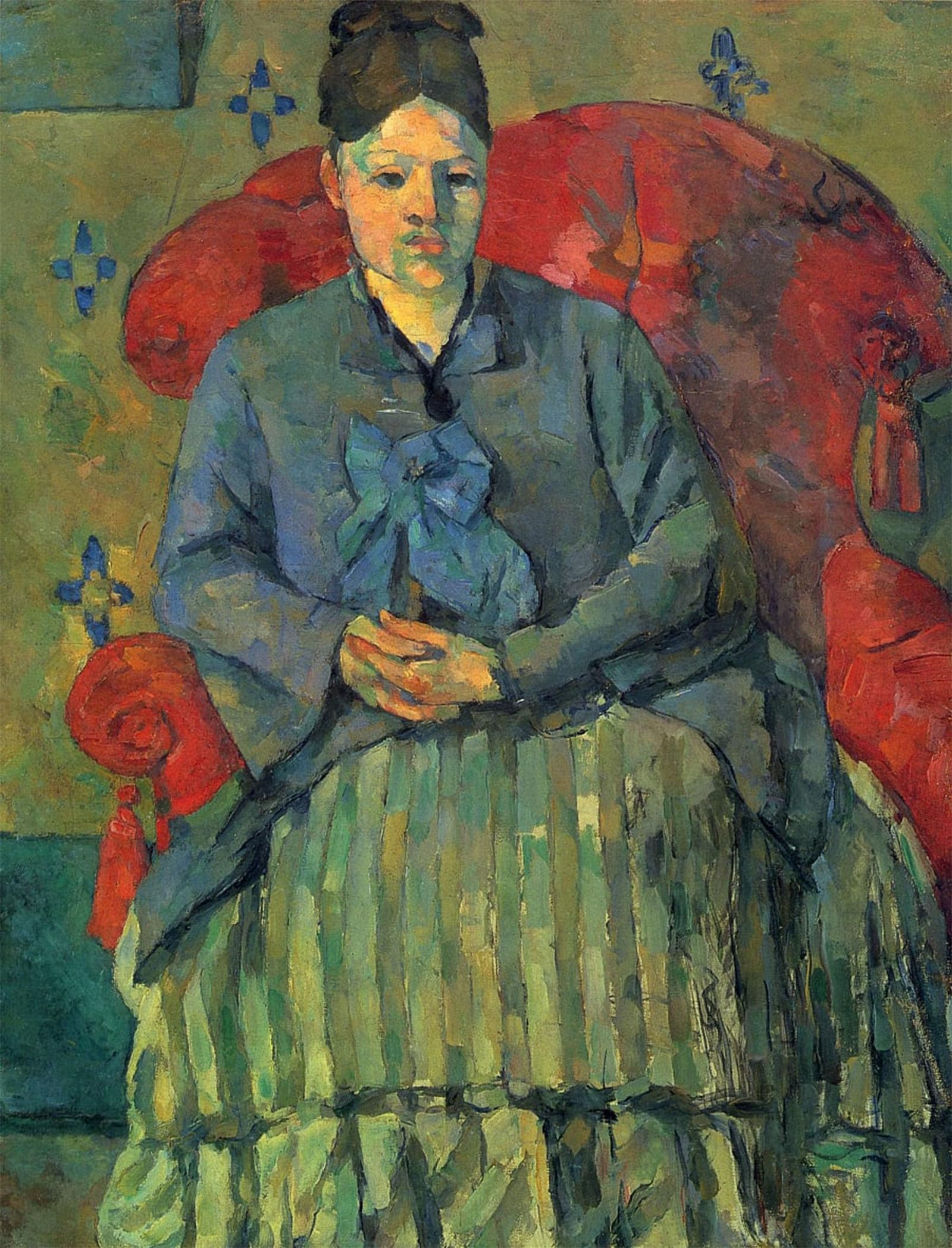 SERENDIPITP Abstract Painting Mural Print Picture Wall Decor Painting Portrait of Mme Cézanne In A Red Armchair by Paul Cézanne Vintage Wall Artwork for Home Decor 60x90cm