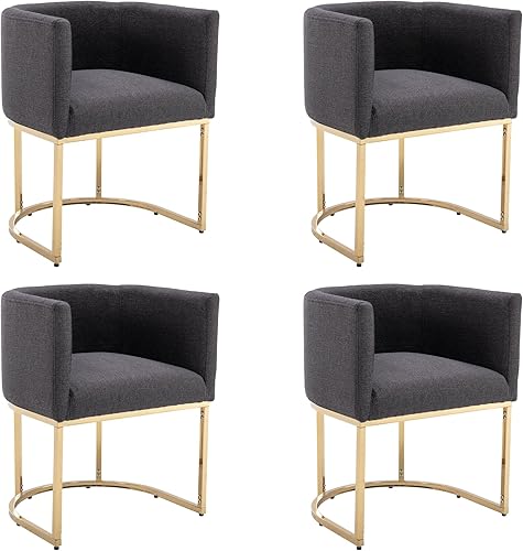 Miniatura 90 de Silla de comedor tapizada, moderna silla lateral de barril, sillas de comedor tapizadas, cómoda silla auxiliar de cocina para sala de estar, color