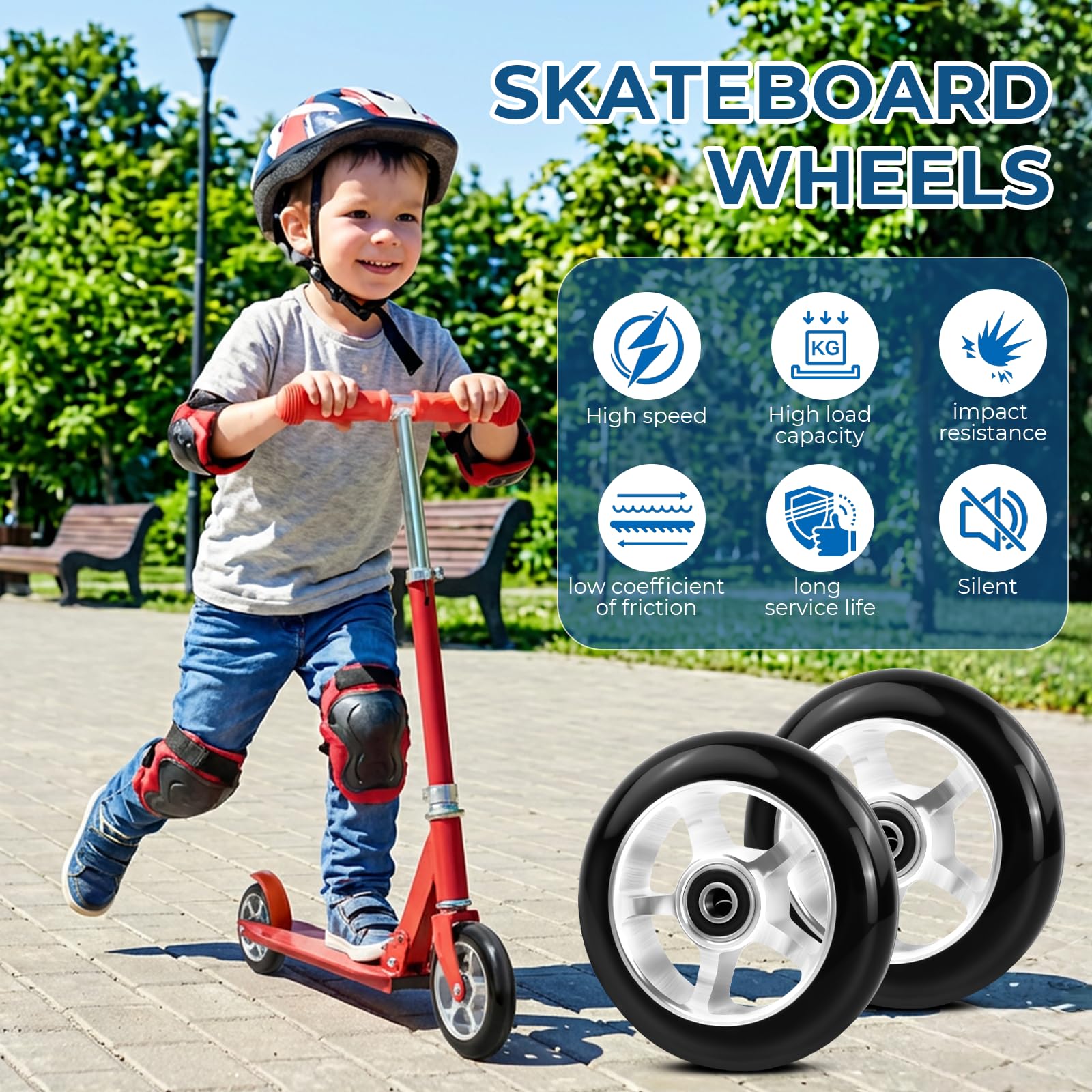 2 pezzi Ruote 100 mm per freestyle Scooter, Monopattino Freestyle Ricambio Rotelle, Ruote Carrello per Bagagli, Ruote Trolley Ricambio Alluminio, Ruote per Pattini in Linea Scooter 100 x 24mm