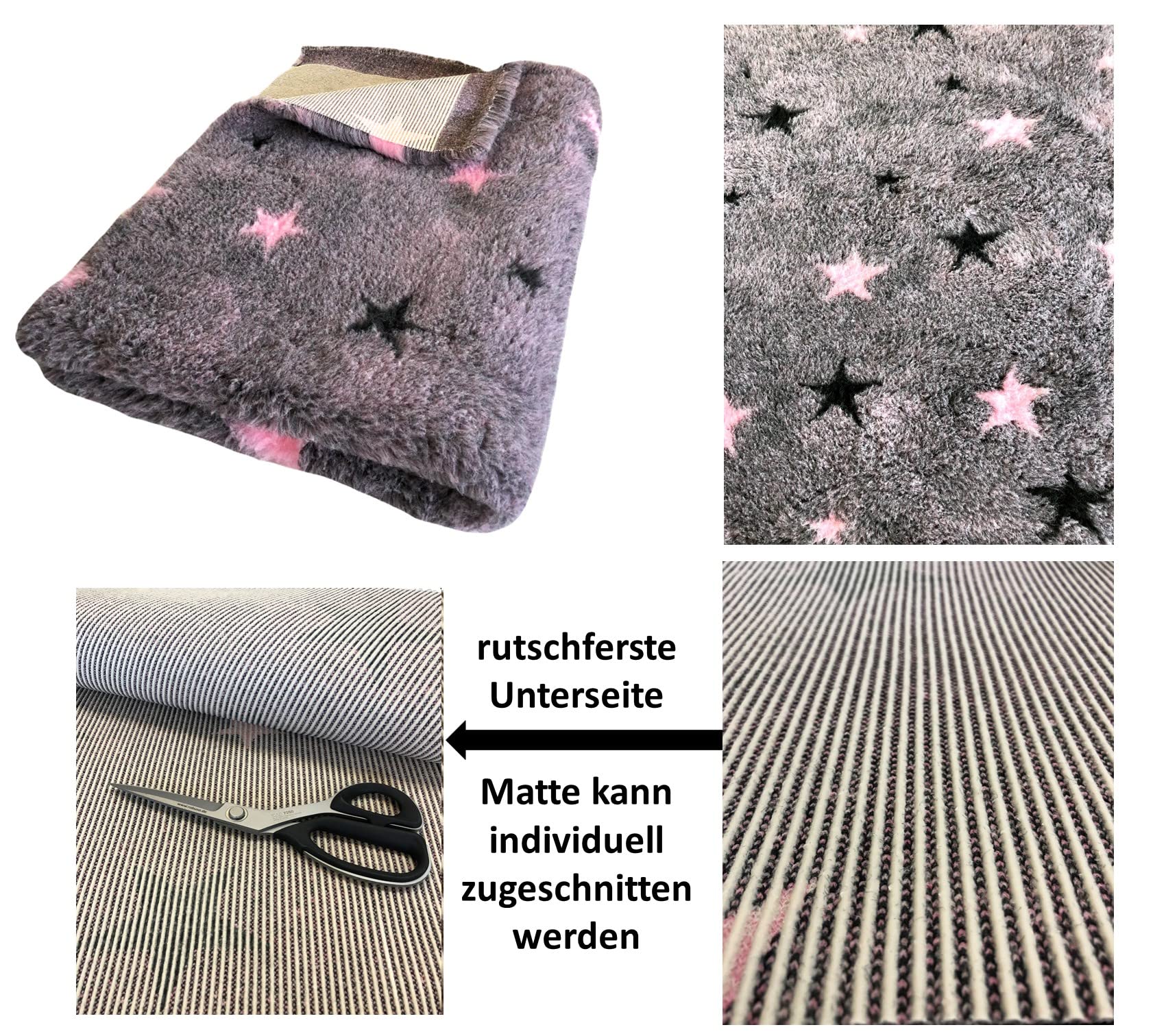 elropet Hundedecke Hundematte Premium 30mm Original rutschfest S/M/L für kleine Hunde/große Hunde Vet Bed höchste Qualitätsstufe (M 100cm X 80cm, Sterne PINK)