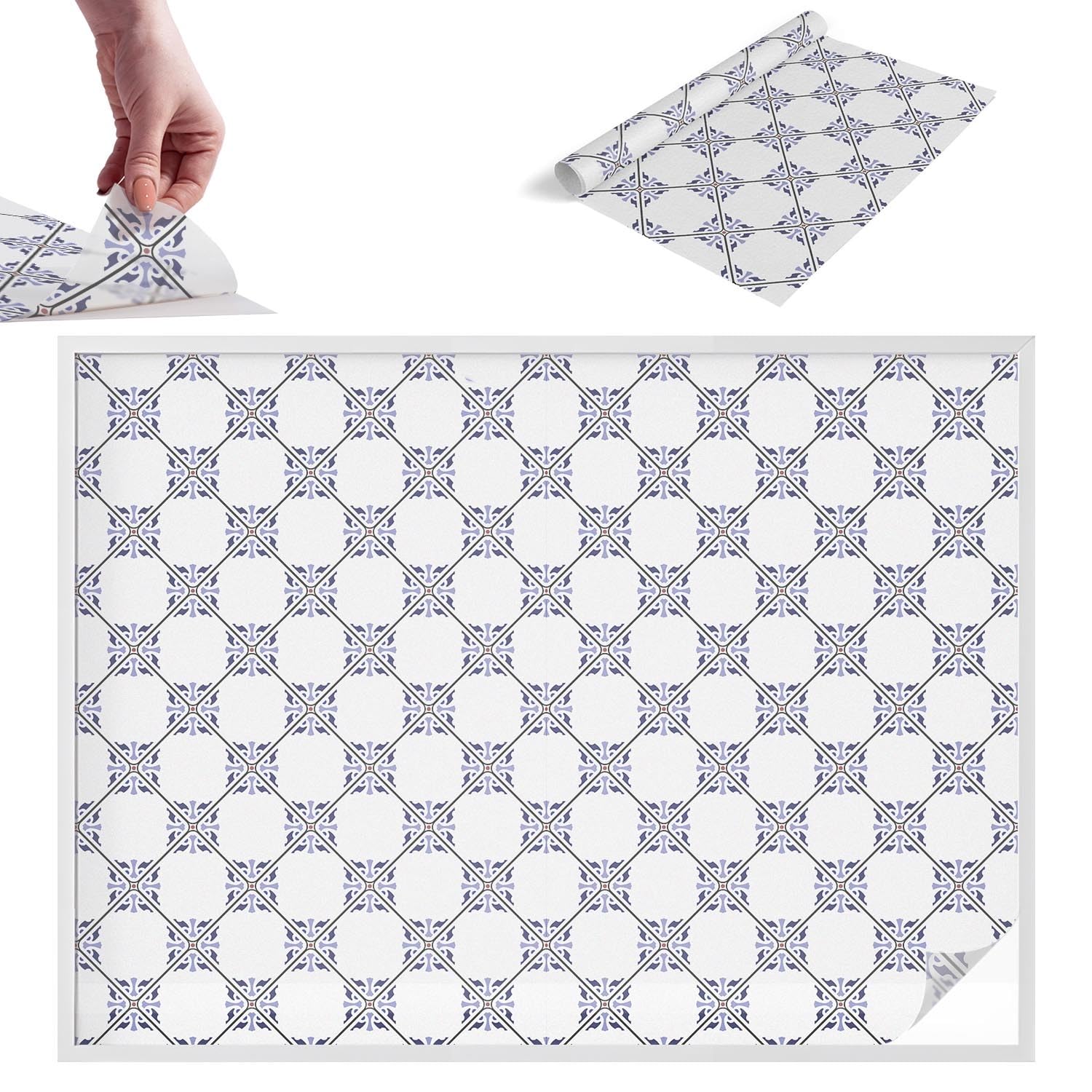 Film dépoli pour fenêtre 200x146 cm à carreaux géométriques en PVC