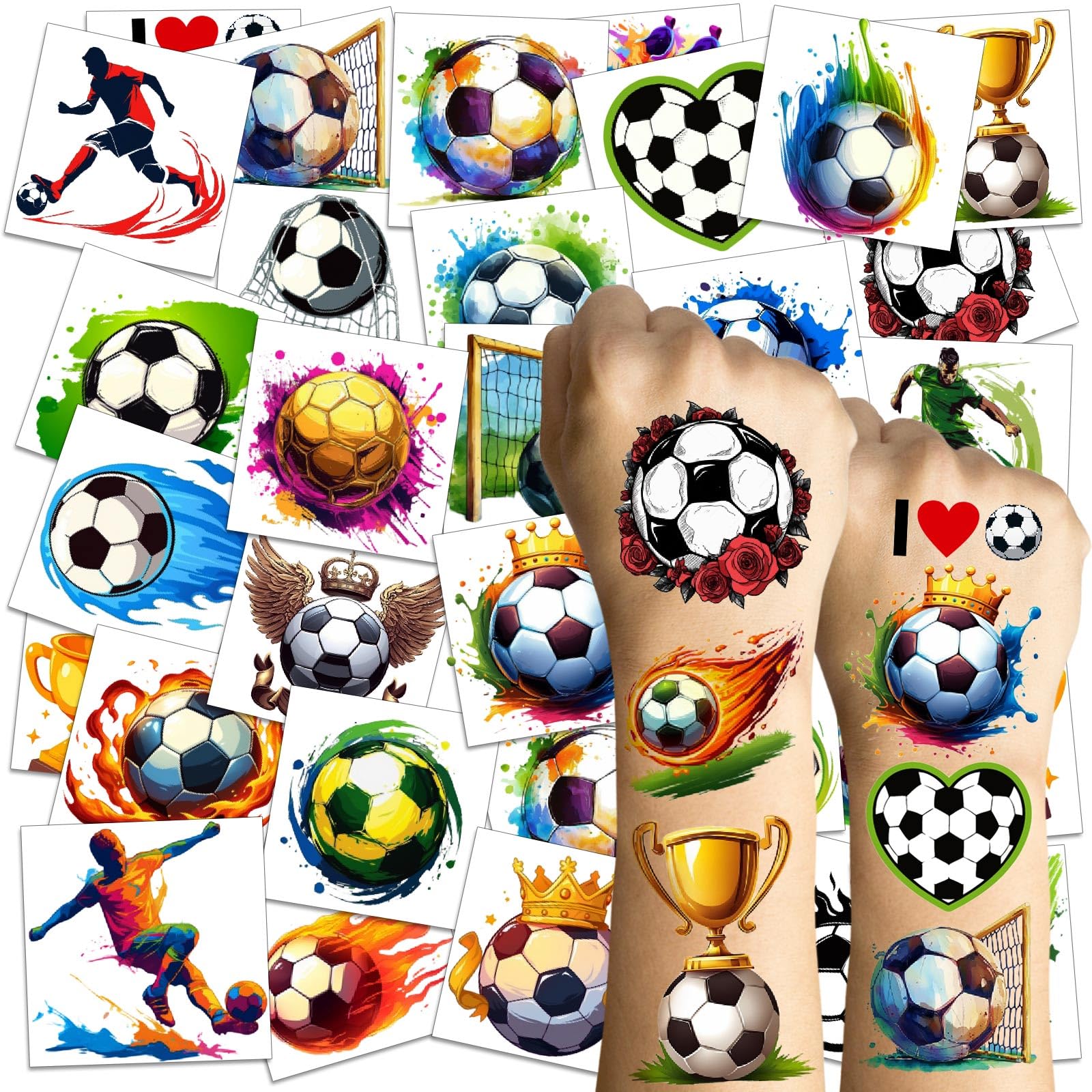 360Pcs Soccer Tattoos for Kids, Pre-Cut Waterproof Temporary Tattoos, Perfect Soccer Party Favors