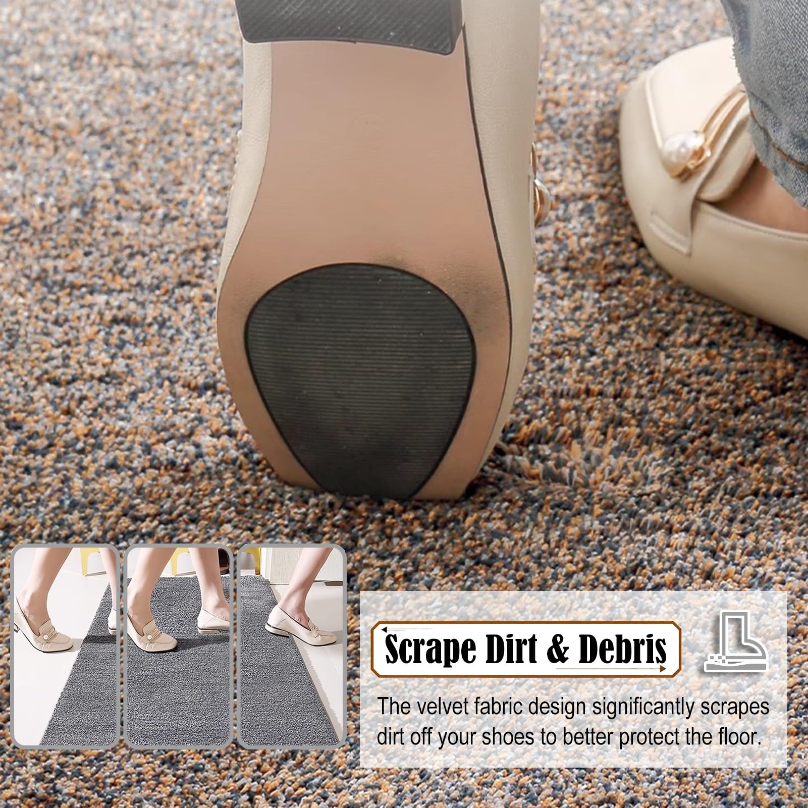 Fußmatte für den Innen- und Außenbereich, Eingangsbereich, Willkommensmatten, extra Lange rutschfeste Teppiche für doppelte Vordertür – 1,5 cm dick, 50/60/80/90 cm breit, wasserdichte Matten