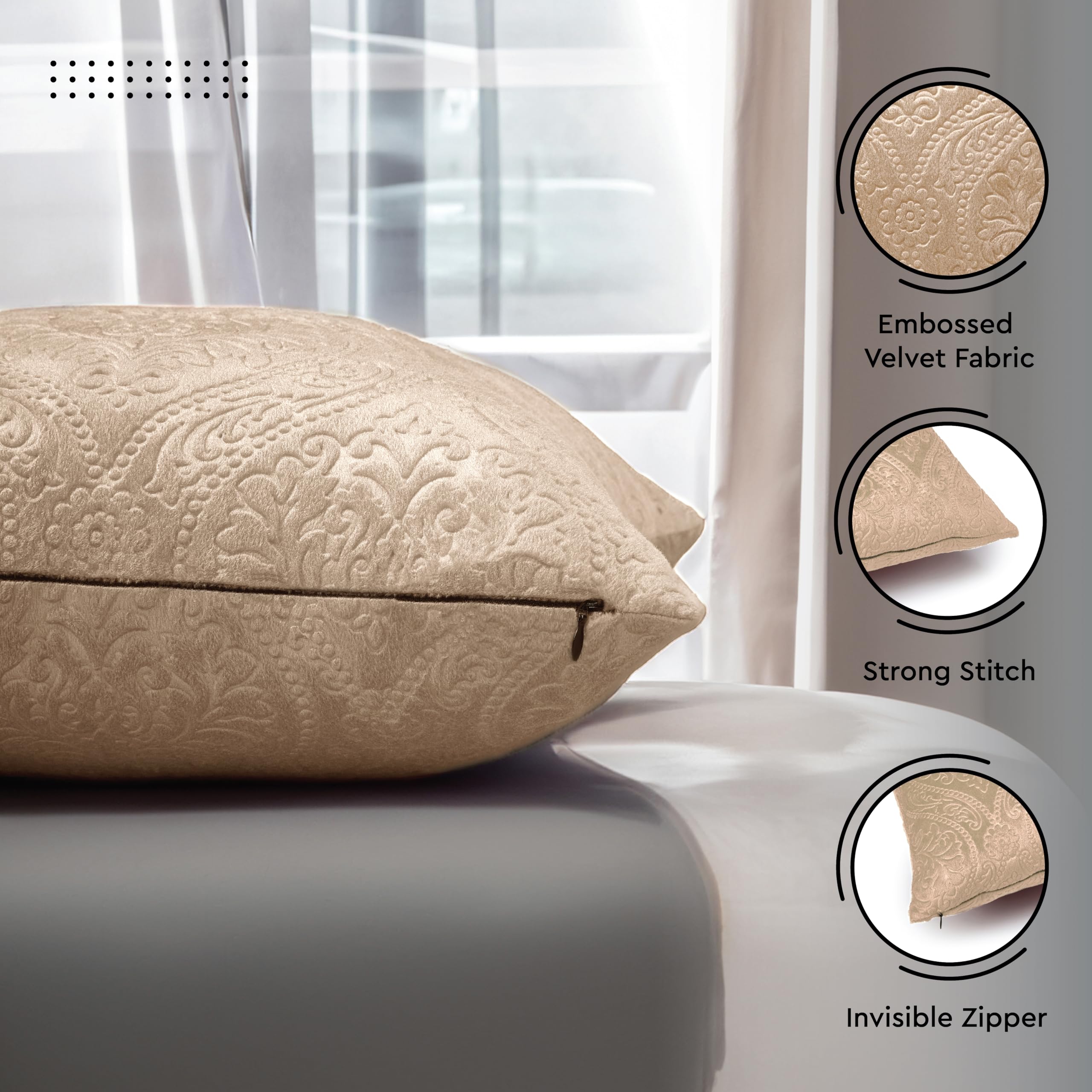 Encasa XO Luxury Embossed Velvet Cushion Covers, Plush Throw Pillow Covers For Elegant Living Rooms & Bedrooms - Image 4