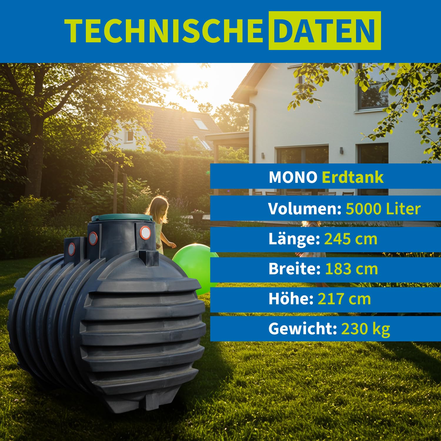 4rain Mono Erdtank 5000 Liter inkl. Tankabdeckung