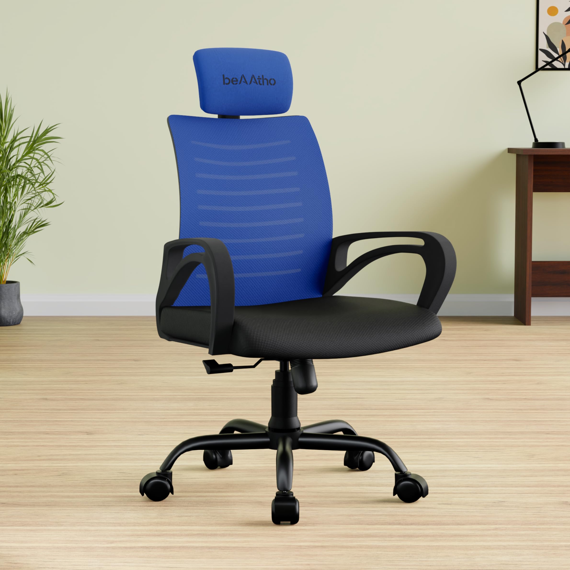 beAAtho® Verona Mesh High Back Ergonomic Home Office Chair | 3-Years Limited Warranty by beAAtho, Tilting & Height Adjustable Mechanism, Heavy Duty Metal Base | Ideal for Office Work & Study (Blue)