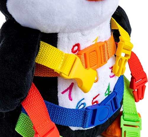 Miniatura 6 de Aprendizaje temprano de las habilidades básicas de vida de los niños con el pingüino "Blizzard" de felpa de Buckle Toys, actividad de viaje