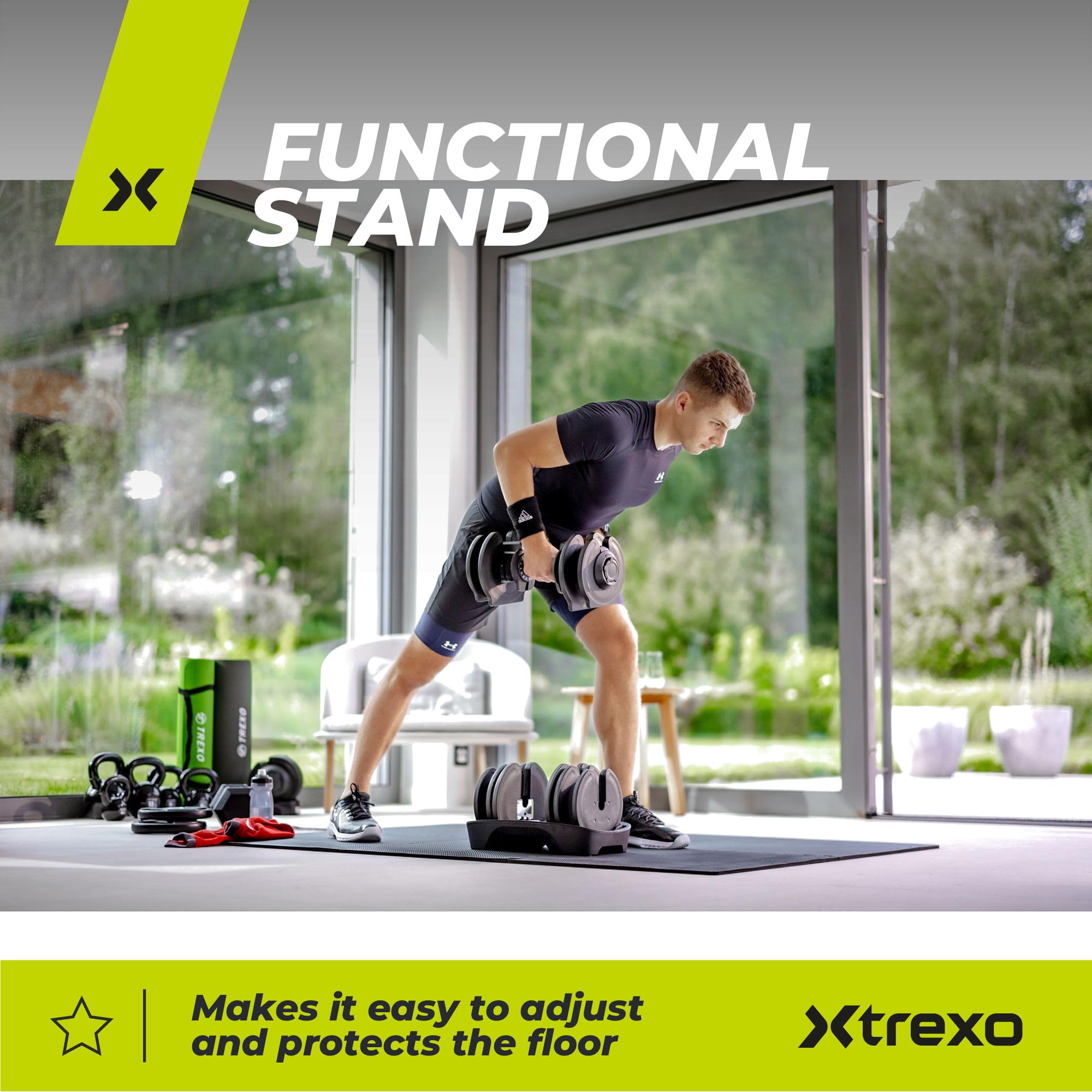 TREXO Verstellbare Hantel 18-40 kg Gewichtsregulierung mit Drehknopf Gewichte Hantel aus Eisen für Krafttraining Verstellbare Kurzhantel mit Ergonomischem Rutschfestem Griff