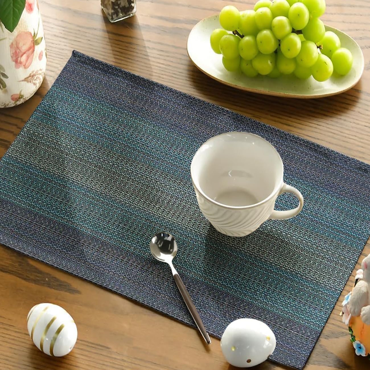 Set 4 Tovagliette Americane In Plastica Polipropilene, Nero, Rettangolari 30x45 Cm, Impermeabili E Facili Da Pulire - 4