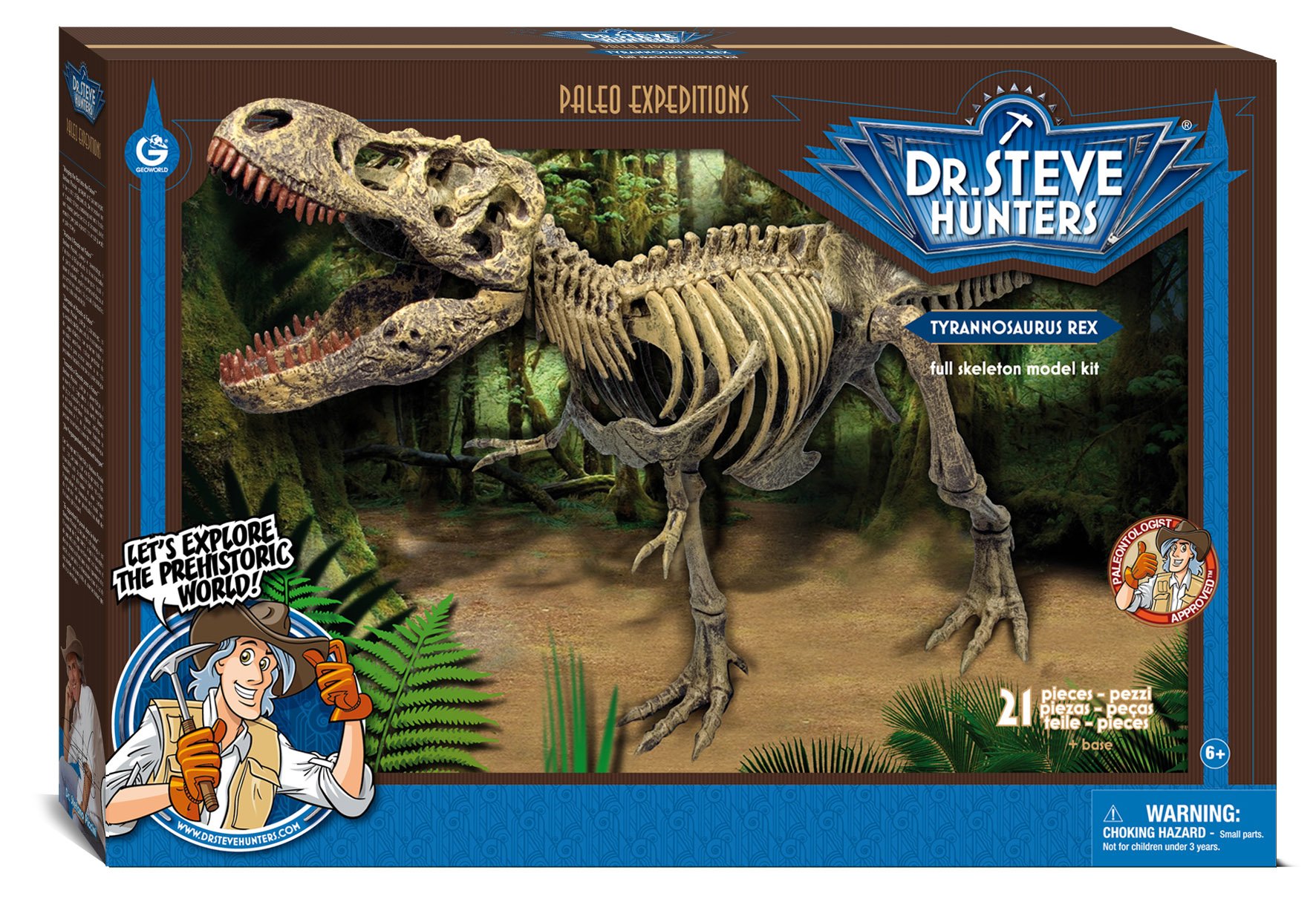 Geoworld - Kit de Ensamblaje de Esqueleto con Tyrannosaurus Rex Dr. Steve (Tachan 90891082), 91082BF
