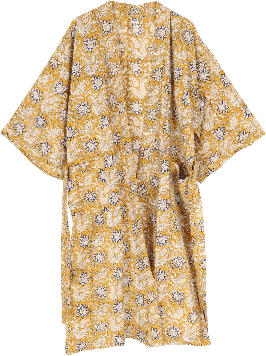Kimono im Japan Style, handbedruckter Oversize Baumwoll Kimono, schwarz