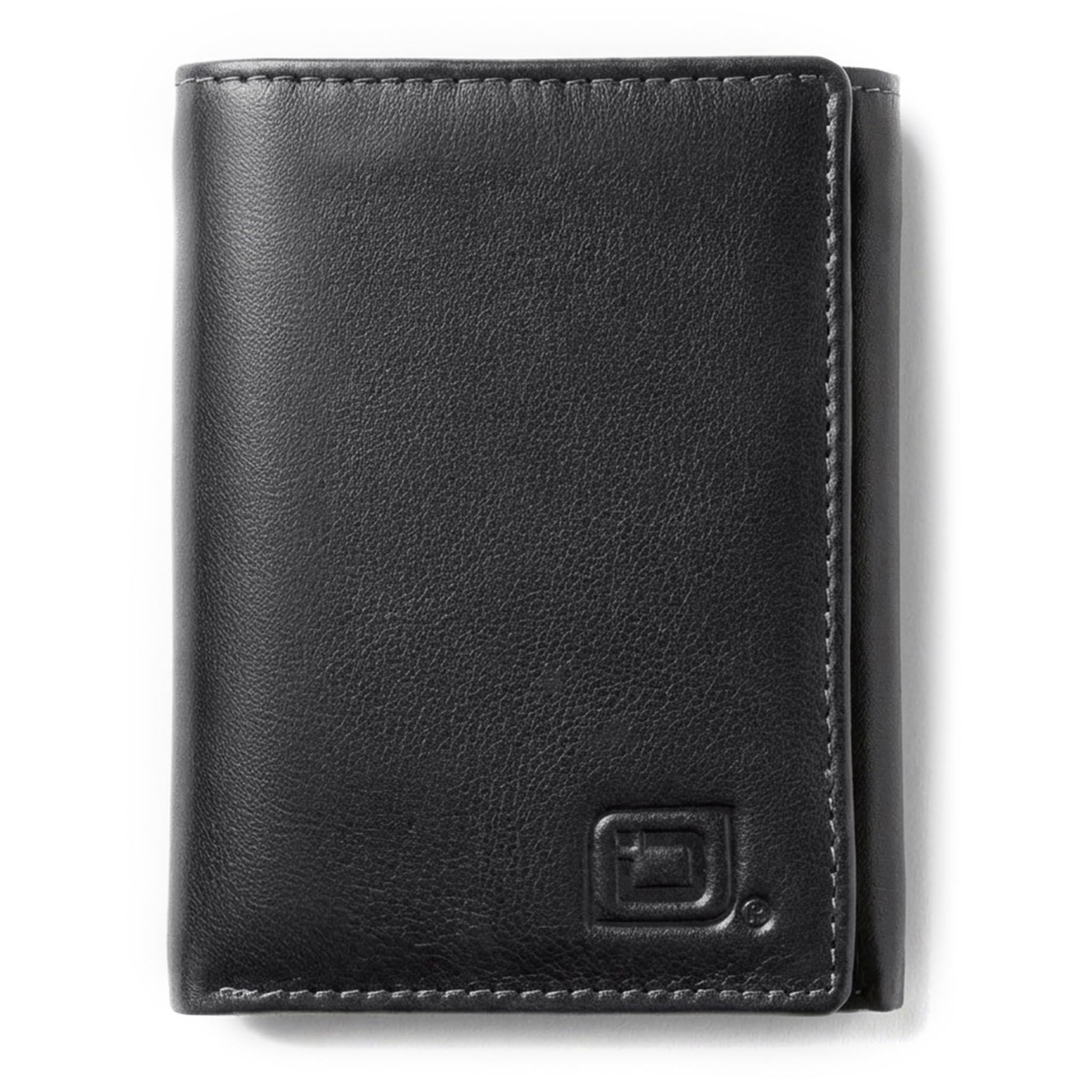 ID Stronghold Men's Leather Trifold Wallet - RFID Blocking - Black Wallet with Gift Box
