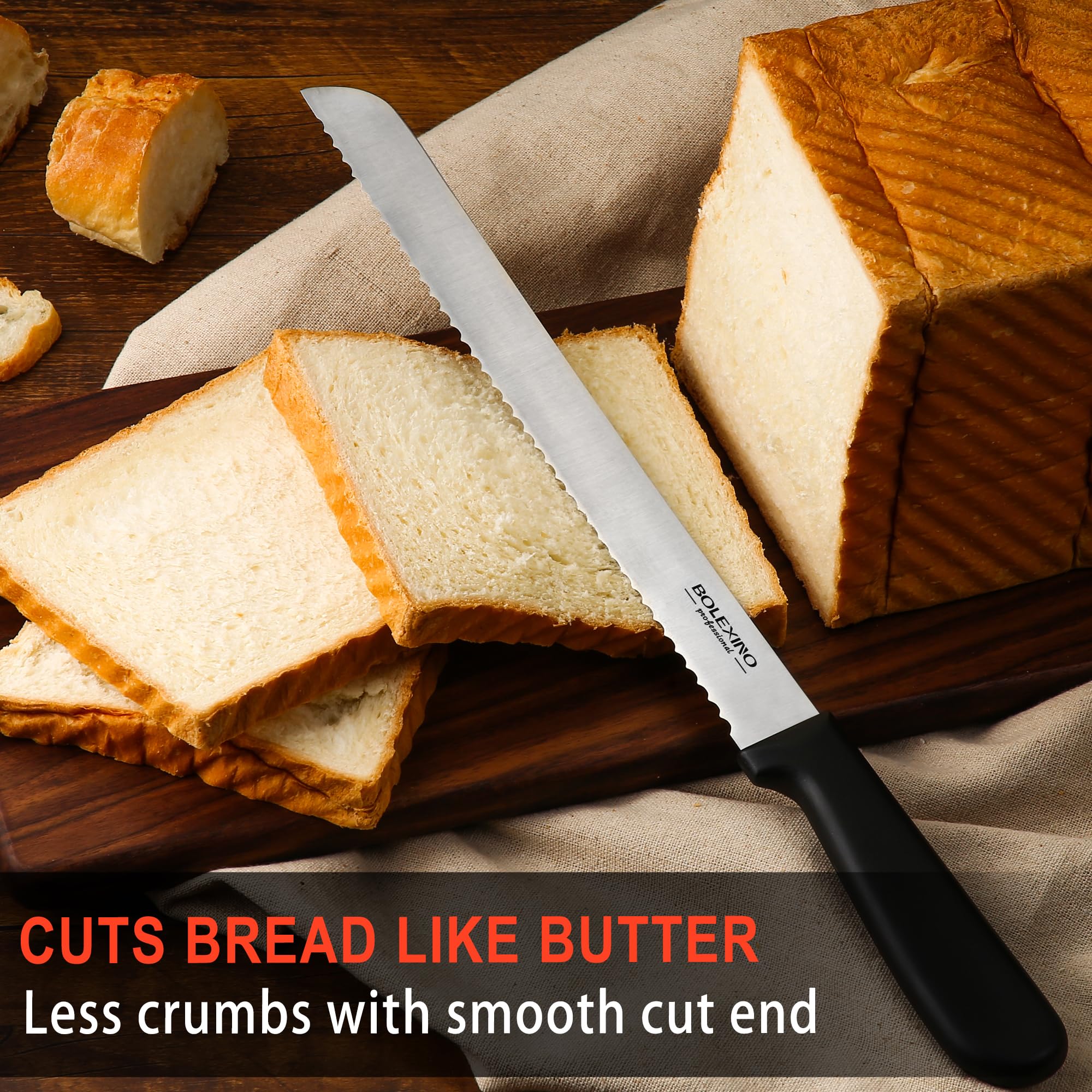 BOLEXINO Bread Knife - 12 Inch Serrated -6 BOLEXINO Bread Knife - 12 Inch Serrated -6