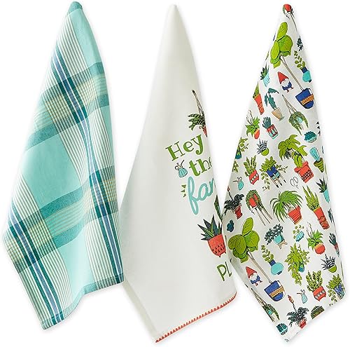 DII You Grow Girl Collection Decorativo, lavable a máquina, juego de paños de cocina, 18 x 28 pulgadas, plantas elegantes, 3 piezas