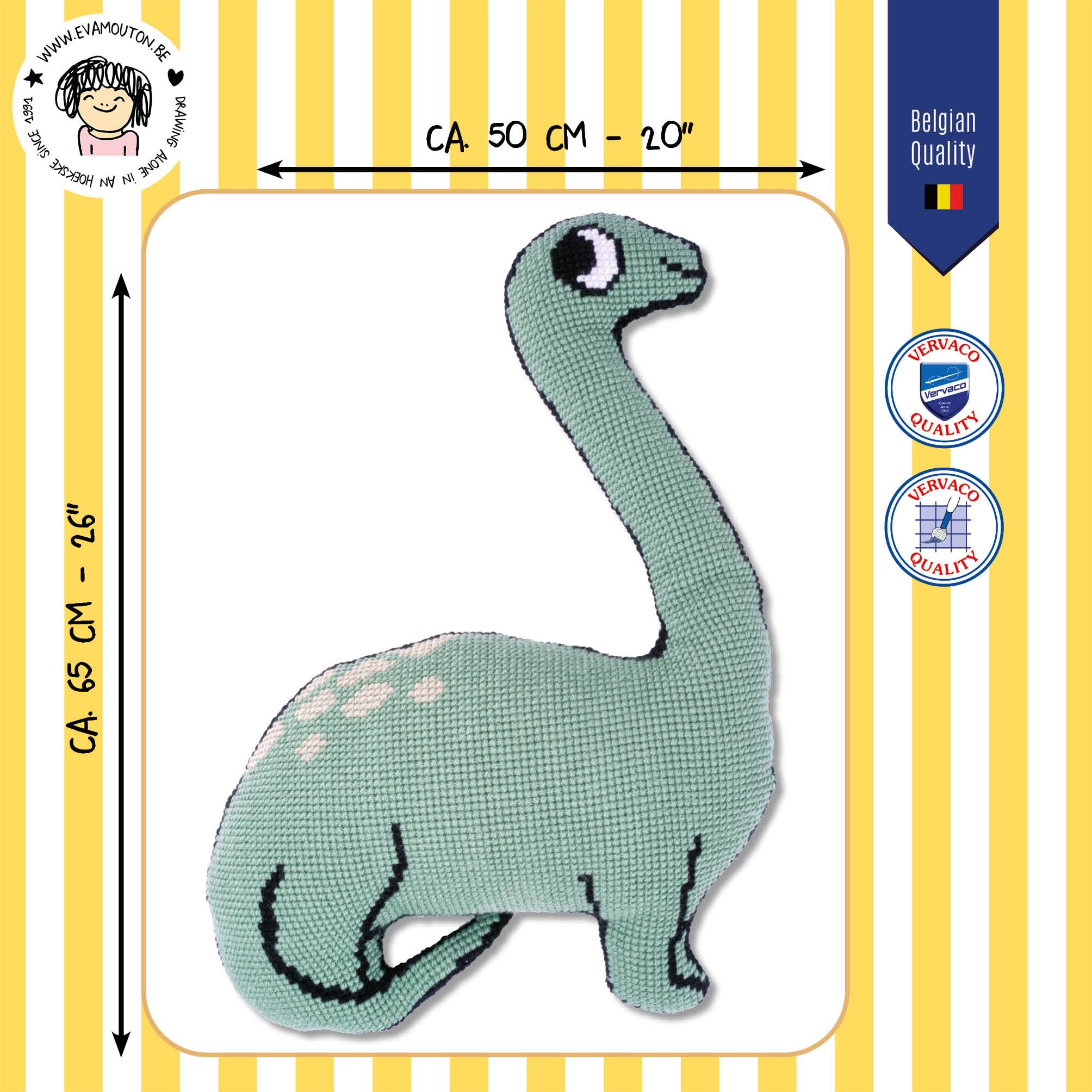 VERVACOZestaw do Haftu Krzyżykowego Poduszka z TyłemDINOZAUR Kanwa z Nadrukiem 50 x 65 cm Gruba Włóczka Akrylowa Zrób to Sam Dekoracja Domu DIY Cross Stitch Kit